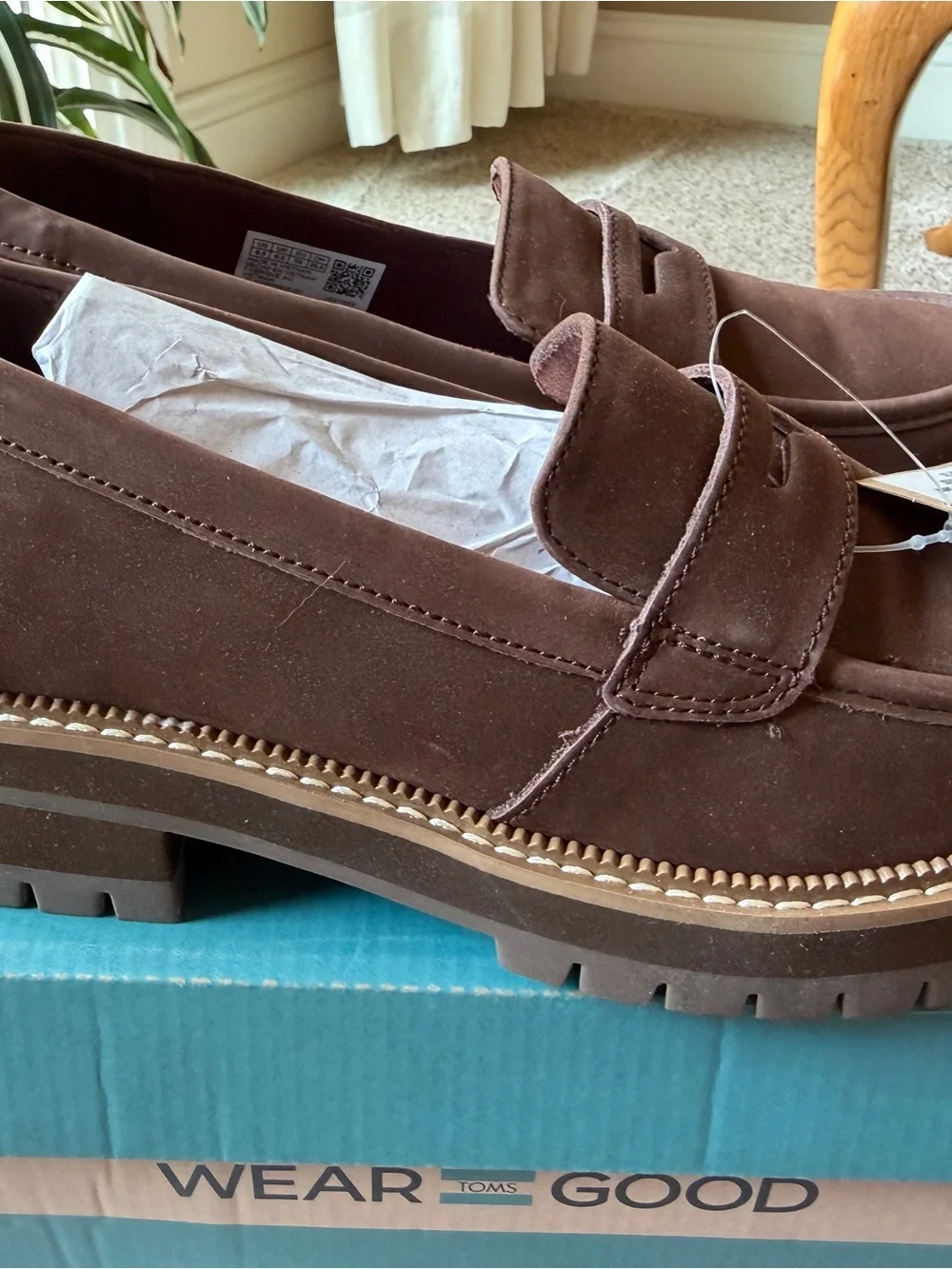 Toms Women's Oak Brown Leather Flats